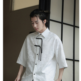 2026夏提花新中式风盘扣团购汉服唐装短袖衬衫A639*P60，男装T恤，钱塘7008(原4008)