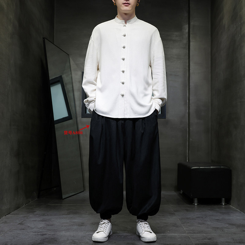 百搭有货2026春棉麻风打底2026春长袖汉服衬衫A619*P70,男装T恤,钱塘7008(原4008)