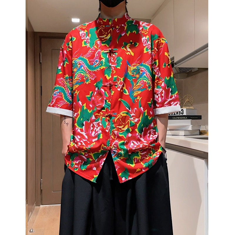 A8008*特批风夏2026东北大花短袖花衬衫/衬衣p25，男装T恤，钱塘7008(原4008)