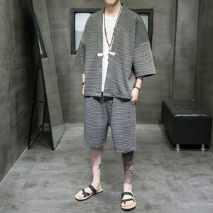 A3026*大码2021中国风  华夫格面料 开衫汉服套装p85图片