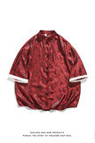 平铺白底夏新款2024冰丝5色风汉服短袖衬衫/衬衣A867-p48，男装衬衫，钱塘7008(原4008)