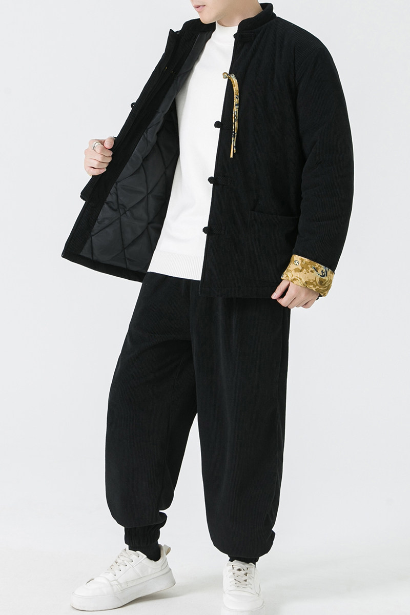 冬款2025灯芯绒套装唐装棉衣加厚汉服棉袄外套套装A339-P198,男装休闲套装,钱塘7008(原4008)