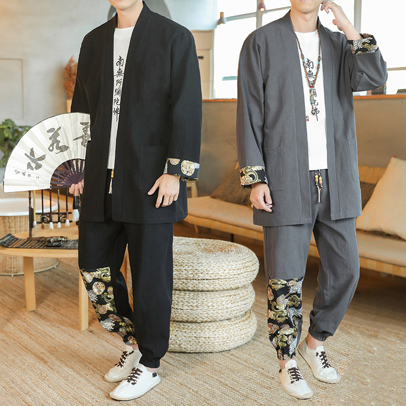 A1088主推秋冬大码风2020唐装盘扣/开衫汉服套装,男装民族服装,钱塘7008(原4008)