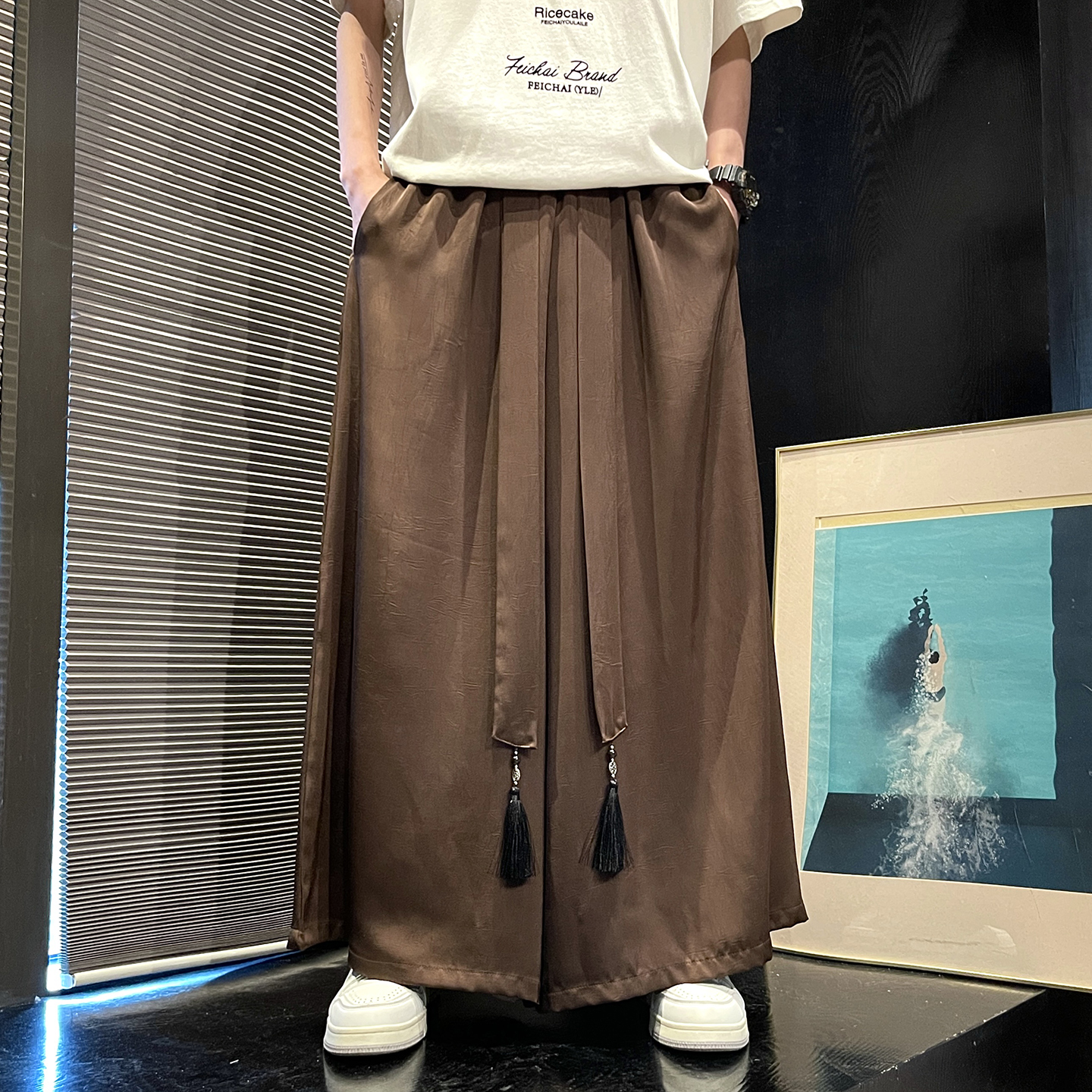 冰丝垂感2025夏季风压花设计阔腿裤长裤休闲裤A2001-p68，男装休闲裤，钱塘7008(原4008)