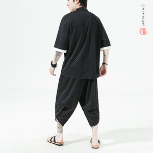 2023风夏  BV绿 方格提花 冰丝垂感短袖汉服套装A9002-p95图片