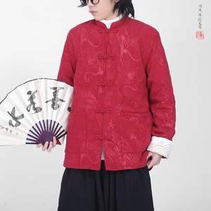灯芯绒提花龙冬2025新中式盘扣外套 唐装红棉衣外套A552-P148图片