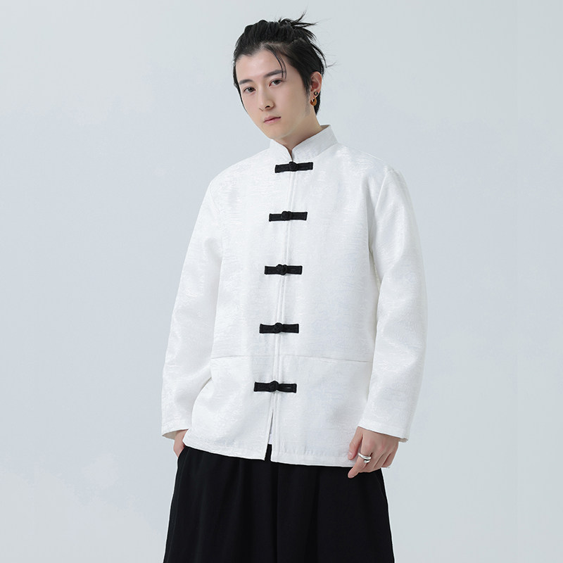 2026春新中式黑白色婚礼唐装汉服夹克外套A655-P105,男装夹克,钱塘7008(原4008)