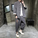 2026夏天新风大龙刺绣款开衫盘扣汉服套装特价A1072-p70，男装休闲套装，钱塘7008(原4008)