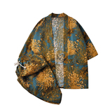 A3003*大码2021中国风夏季男装棉麻印花开衫套装汉服套装p80，男装休闲套装，钱塘7008(原4008)