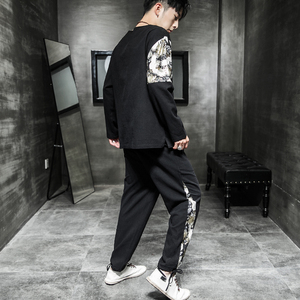 A783*2021秋冬中国风 口袋仙鹤 棉麻 长袖套装P100图片