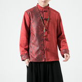 2026春盘扣风撞色拼接麂皮绒唐装/汉服A852*P100，男装民族服装，钱塘7008(原4008)