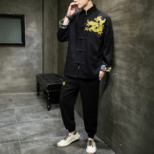 有货特价男装2026春 龙刺绣 盘扣/中年唐装/汉服套装A1005-P80图片