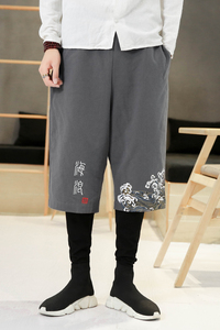 K806*秋冬2020中国风大码 印花款 假两件长裤P65图片