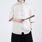 现货新品夏2026过年红红冰丝3色汉服短袖衬衫/衬衣A670-p60，男装T恤，钱塘7008(原4008)