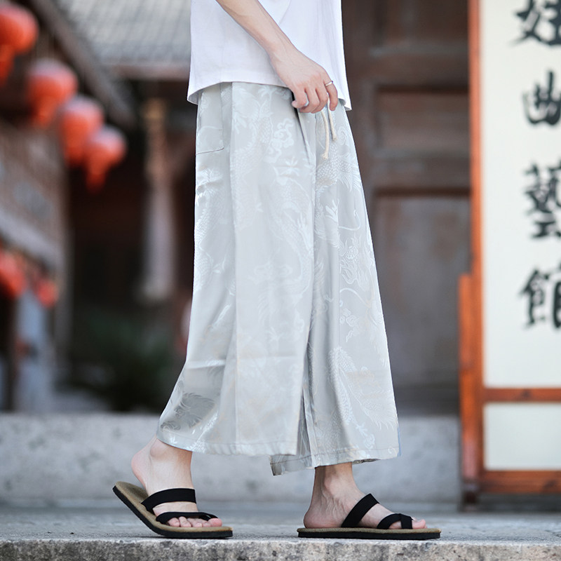风夏大码2026冰丝面料古风哈伦裤八分裤A4015-p50,男装休闲裤,钱塘7008(原4008)