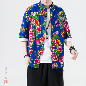 有货P25特价东北大花民族风 风夏2026短袖花衬衫/衬衣A8008图片