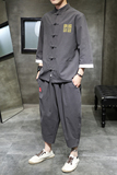 A1071初秋2021中国风3色刺绣款开衫套装七分汉服套装p95，男装套装，钱塘7008(原4008)