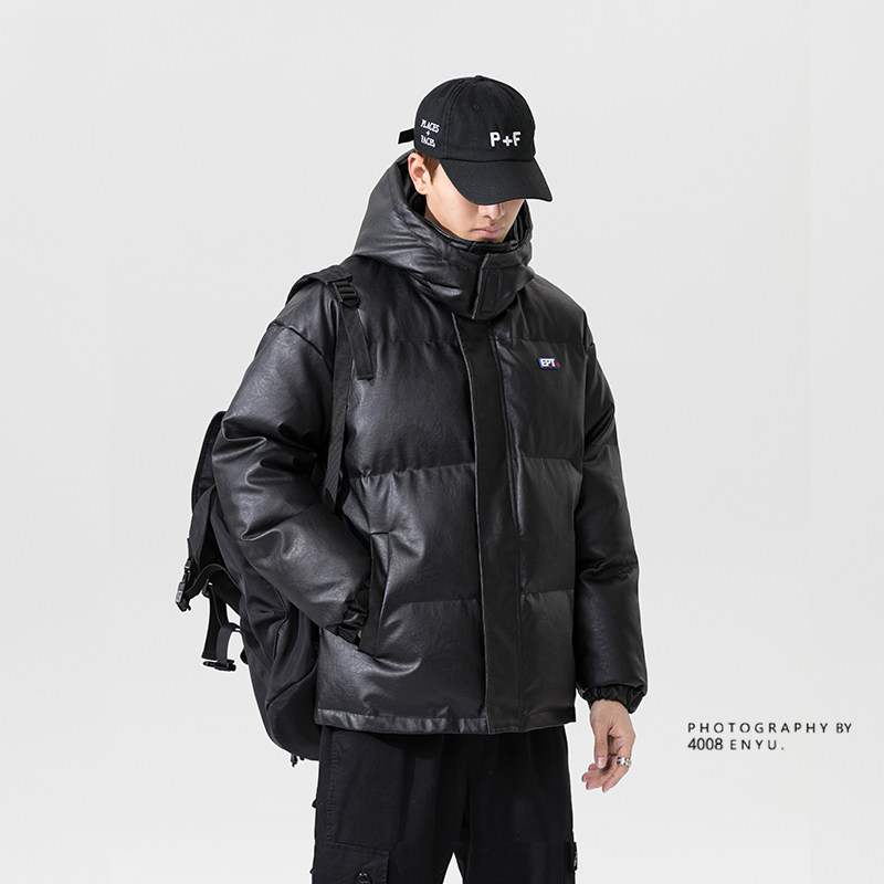 J200*冬装新品2021冬装 连帽大码百搭 皮衣棉衣外套图片