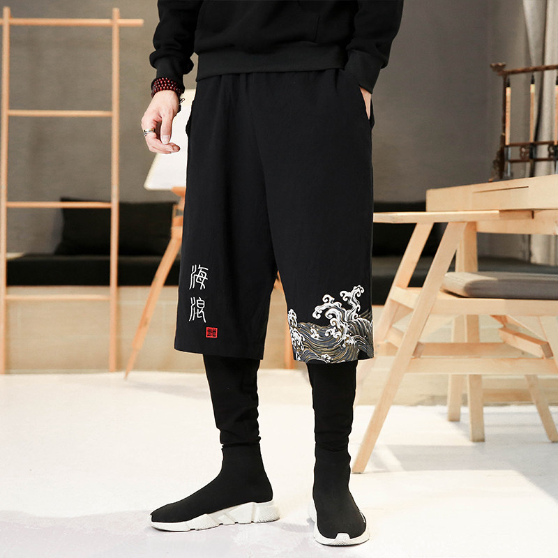 K806*春夏2021码印花款假两件长裤P65,男装休闲裤,钱塘7008(原4008)
