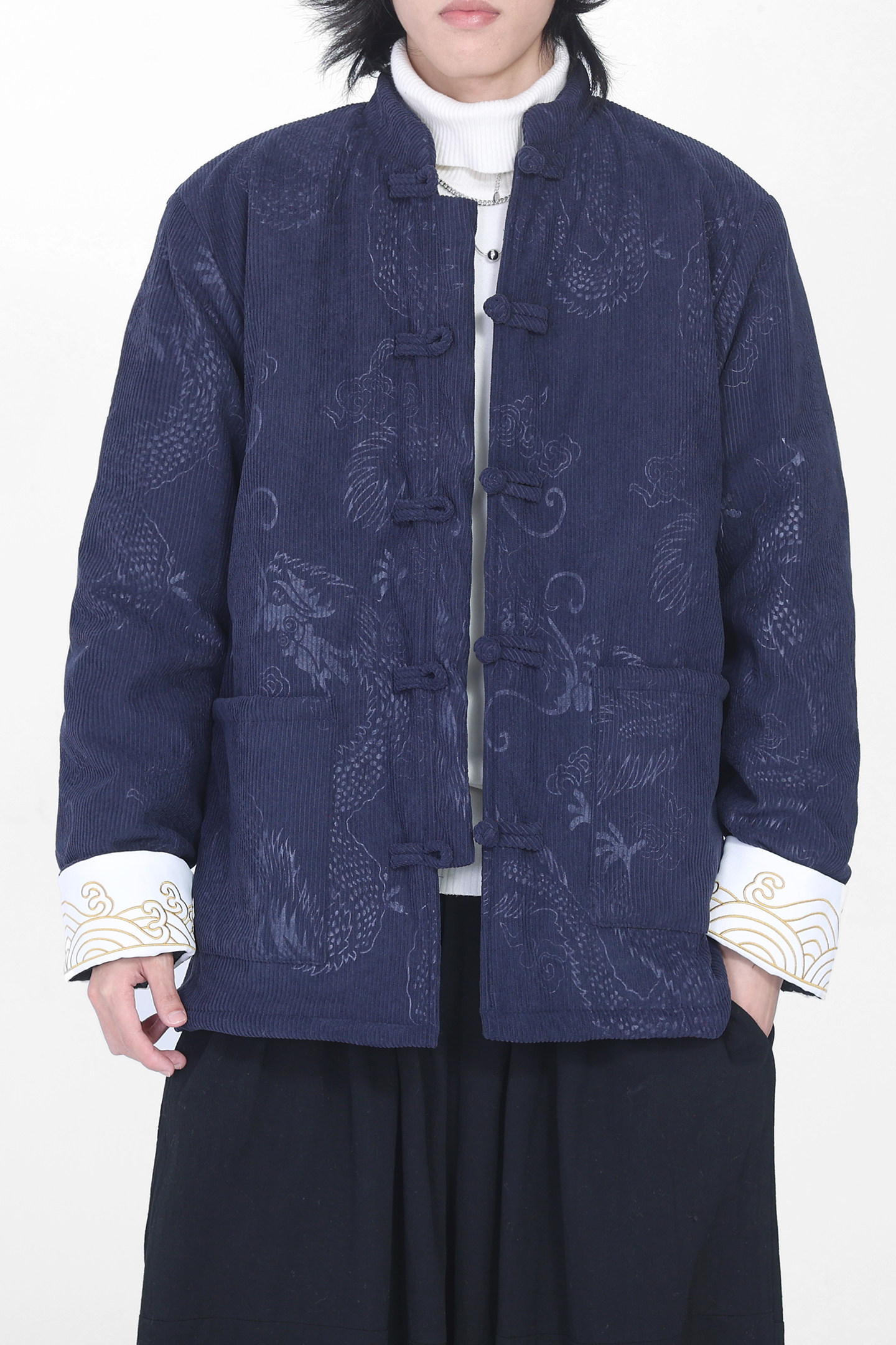 灯芯绒提花龙冬2025新中式盘扣外套唐装红棉衣外套A552-P148,男装棉衣,钱塘7008(原4008)