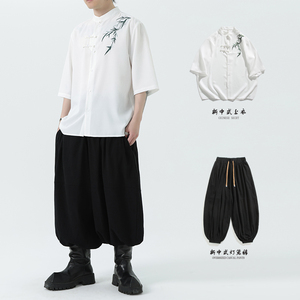 现货竹子刺绣款 夏2026 团购新中式短袖衬衣上衣A662-p45图片