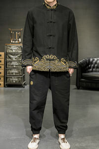 A2029主推中国风2021爆款 撞色刺绣 棉麻/唐装/汉服套装P125图片
