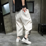 A1063撞色设计中国风2021夏款宽松棉麻男七分裤P50，男装休闲裤，钱塘7008(原4008)