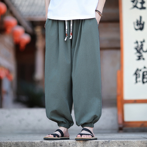 棉麻裤 2026春夏 风大码 纯色 哈伦裤A7117*p45图片