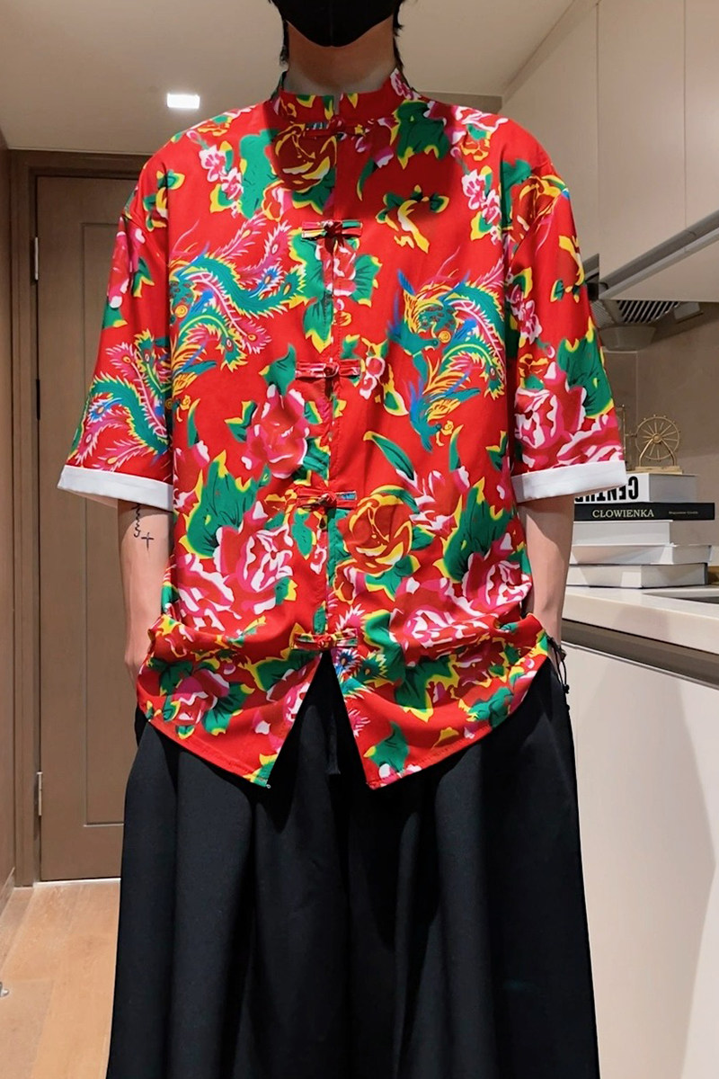 A8008*特批风夏2026东北大花短袖花衬衫/衬衣p25,男装T恤,钱塘7008(原4008)