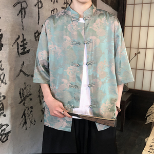 有货龙凤提花 夏季新品2026 风 汉服短袖衬衫/衬衣A676-p65图片