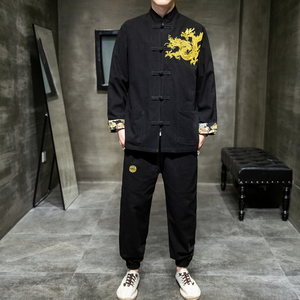 有货特价男装2026春 龙刺绣 盘扣/中年唐装/汉服套装A1005-P80图片