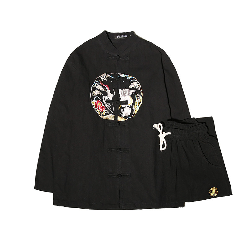 2026春新大码风棉麻盘扣汉服套装A780*p100,男装休闲套装,钱塘7008(原4008)