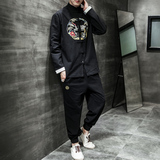 A780*2021大码中国风棉麻盘扣汉服套装p125(不低148)，男装休闲套装，钱塘7008(原4008)