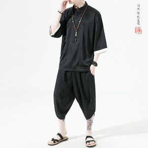 风夏季2026 冰丝盘扣 树叶提花 顺滑短袖套装特价-A9003-p70图片