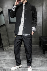 A779*套装新新风2021秋冬刺绣  盘扣 汉服套装男图片