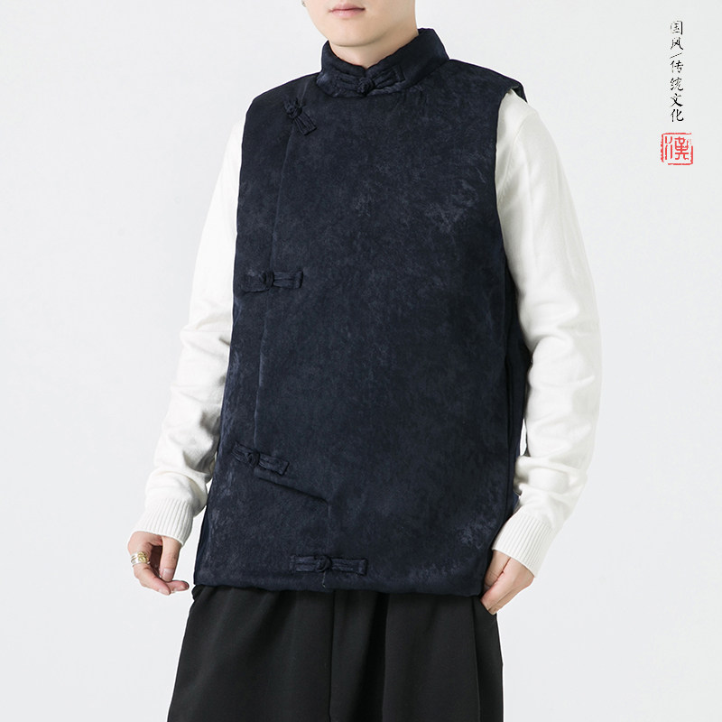白底2025冬盘扣羽绒棉马甲加厚羽绒棉衣马甲外套A220-P100,男装背心/马甲,钱塘7008(原4008)