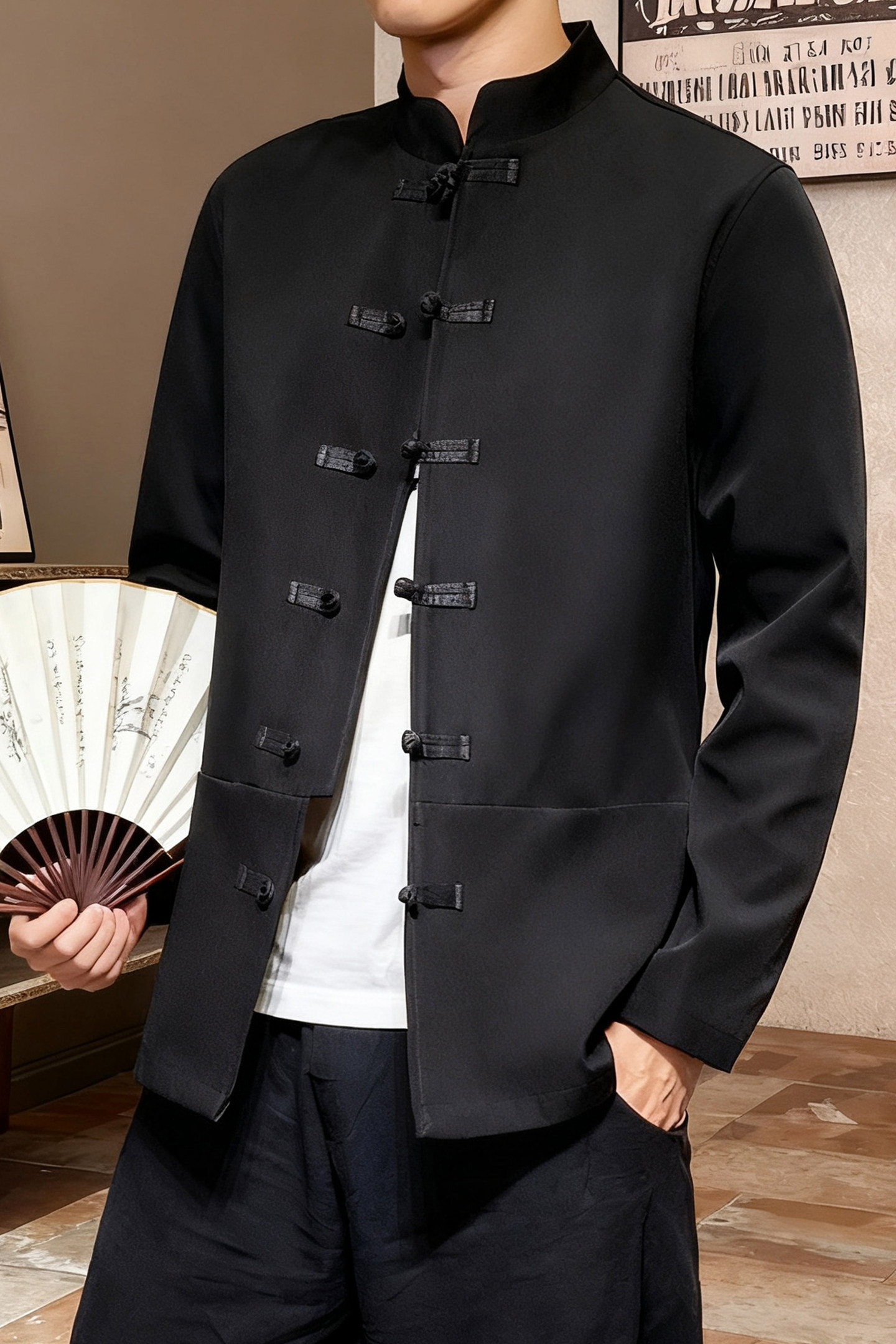 风男中式汉服 盘扣2025秋 团购 伴郎夹克唐装外套A5812-P100图片