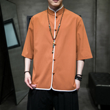 风夏2026现货！包边大码仿麻汉服短袖衬衫/衬衣A860-p55，男装T恤，钱塘7008(原4008)