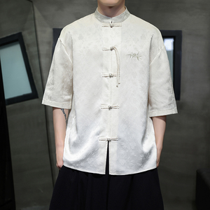 风 冰丝醋酸 刺绣款夏季2026 新中式短袖衬衫/衬衣A631*p65图片