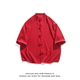 新品夏2025防皱冰丝3色风汉服短袖衬衫/衬衣A670-p60，男装衬衫，钱塘7008(原4008)