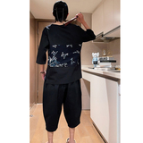 2026夏大码风棉麻龙花拼接短袖套装特特价A711-p50，男装T恤，钱塘7008(原4008)