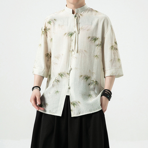 风新中式2026  冰丝满身竹 短袖汉服衬衫A893-p65图片