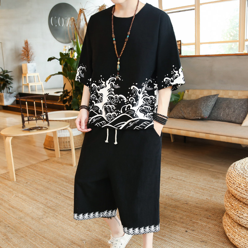 A005*爆款2021夏款套装T恤+七分裤P85(控价118)，男装套装，钱塘7008(原4008)