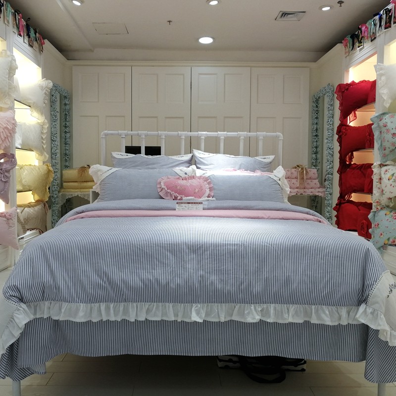 Price spike Ladies house bedding Charlotte princess sheet Six piece set stripe Embroidery 60 Cotton branch 1 m 8in the Bedclothes , Bedding Sets/Family of four/Multiple sets of  category - from Buy2taobao.com to provide professional Taobao agent buy service