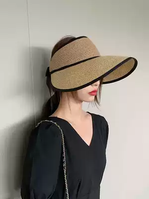 Non-pressure hair summer empty roof cap children summer sunshade face Net red sun foldable straw hat