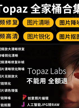 Topaz全家桶视频图片变清晰AI智能降噪锐化调色无损放大修复软件