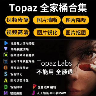 Topaz全家桶视频图片变清晰AI智能降噪锐化调色无损放大修复软件