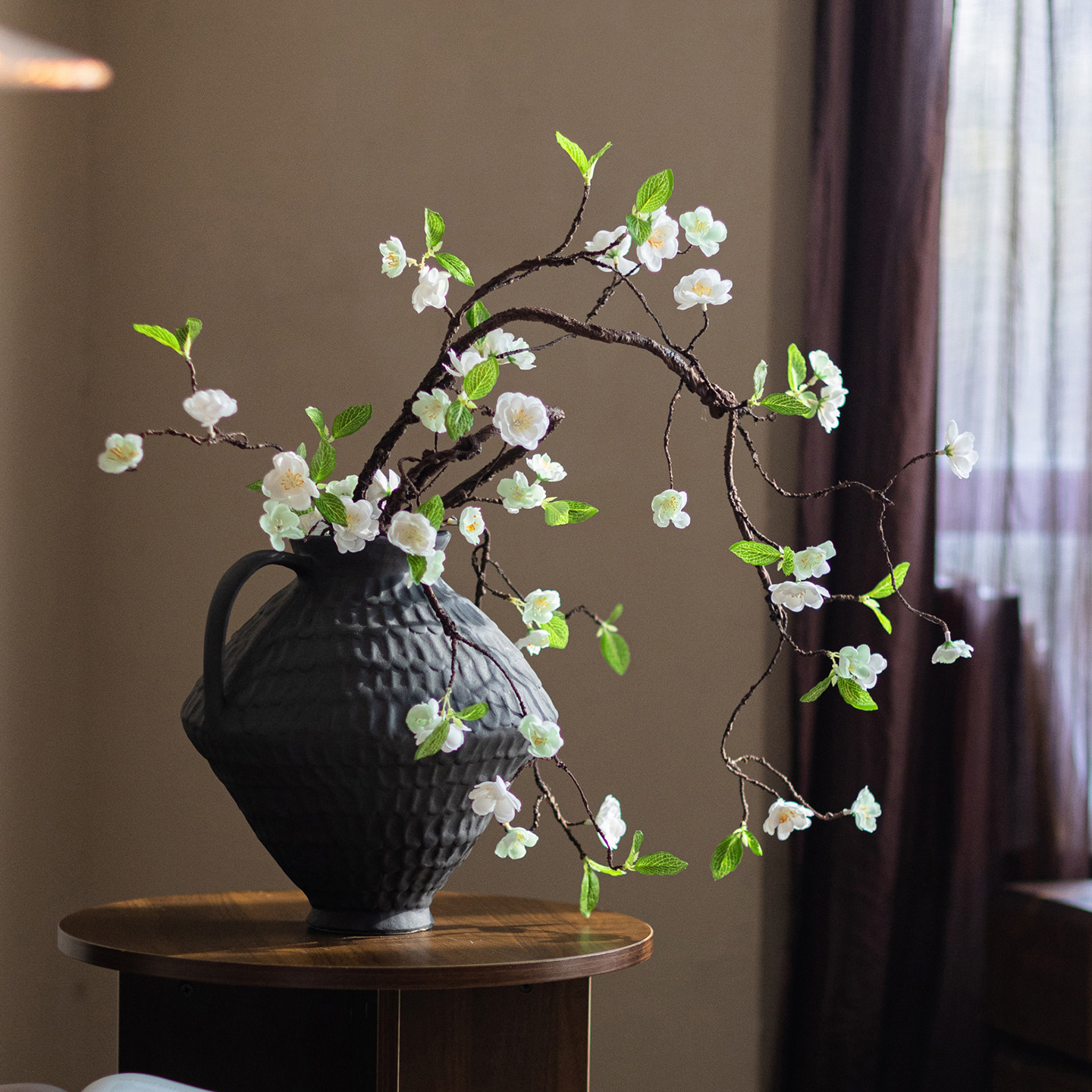 新中式海棠花绢花高品质仿真花图片