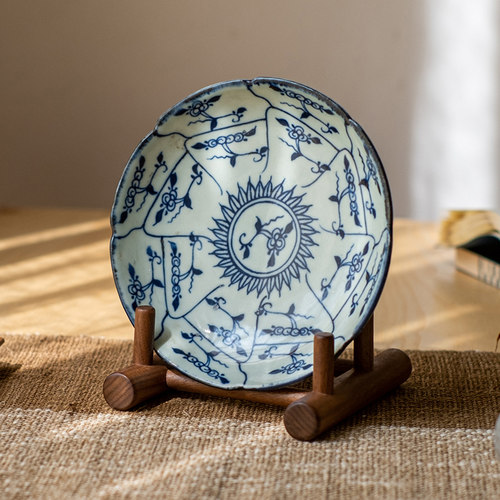 新中式复古实木茶饼架盘架展示架