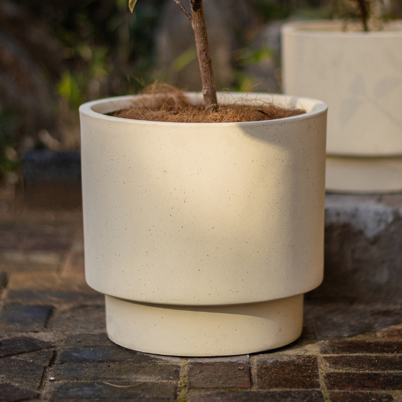 镁泥花盆大号圆形北欧简约客厅落地绿植盆栽大花盆户外庭院侘寂风